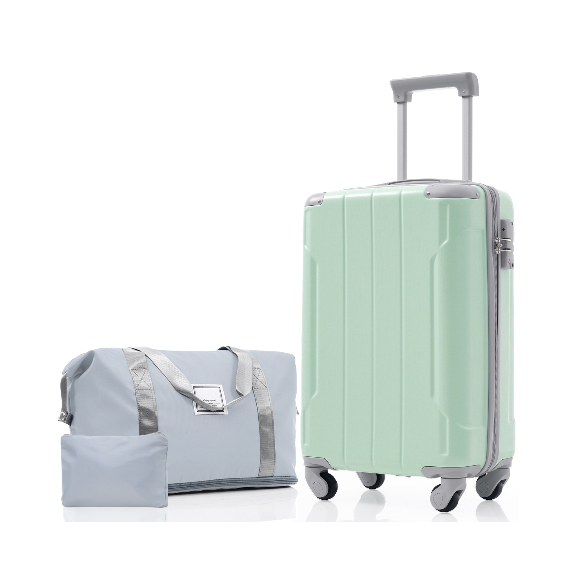 20" Carry On Luggage Set with Spinner Wheels, Lightweight Hardshell ABS Suitcase, Expandable Duffel & Toiletry Bag, Soft Lime - ModernLuxe
