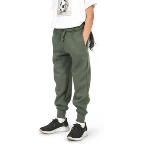 EVERYDAY KIDS Girls Cotton Fleece Sweatpants; Girls’ Activewear Jogger Pants - Soft and Breathable Cotton/Poly Blend, Green - 1 of 4