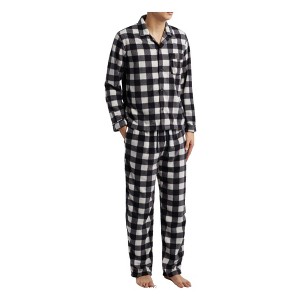 SLEEPHERO Traditional Fleece Long Sleeve Button Down Shirt with Fleece Pajama Pants with Pockets - 1 of 4