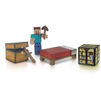 The Zoofy Group LLC Minecraft 3" Series 1 Survival Kit Pack with Leather Steve Figure