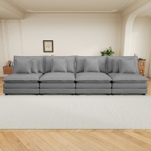 Modular Corduroy Sofa Couch, Upholstered Sofa with Removable Pillows & Deep Seat for Living Room - ModernLuxe - 1 of 4