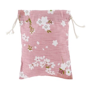 Unique Bargains Women Durable Drawstring Cherry Blossoms Cosmetic Bag Pink 1 Pc - 1 of 3