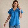 Lands' End Women's Slub Flutter Sleeve Lace Trim Notch Neck Tunic Top - 4 of 4