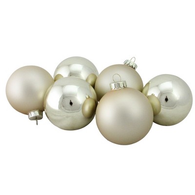 Northlight 6pc Shiny and Matte Glass Ball Christmas Ornament Set 3.25" - Champagne Gold