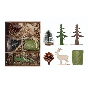 Storied Home Candle Garden Kit with Bottle Brush Tree, Tealight, Pinecone and Wood Figures, Boxed Set of 6 - 1 of 3