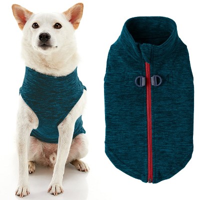 Gooby Zip Up Fleece Vest, Fleece Jacket Sweater with Zipper Closure and Leash Ring, Turquoise Wash, Small