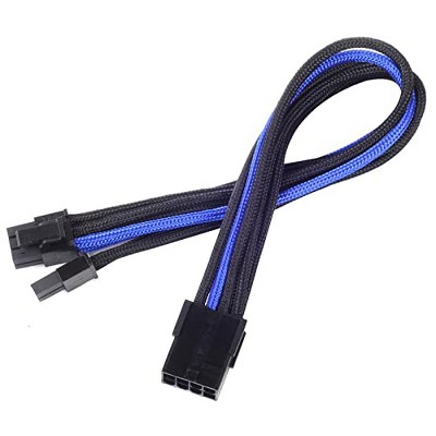 SilverStone Technology  PCIE-8pin to PCIE-6+2pin(250mm) Power Cable Extneder Bicolor- Black & Blue