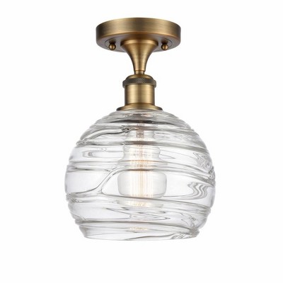Athens Deco Swirl - 1 Light Semi-Flush Mount In Industrial Style-13 Inches Tall and 8 Inches Wide