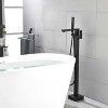 Freestanding Bathtub Faucet Tub Filler Matte Black Floor Mount Bathroom Faucets Brass Single Handle with Hand Shower - 3 of 4