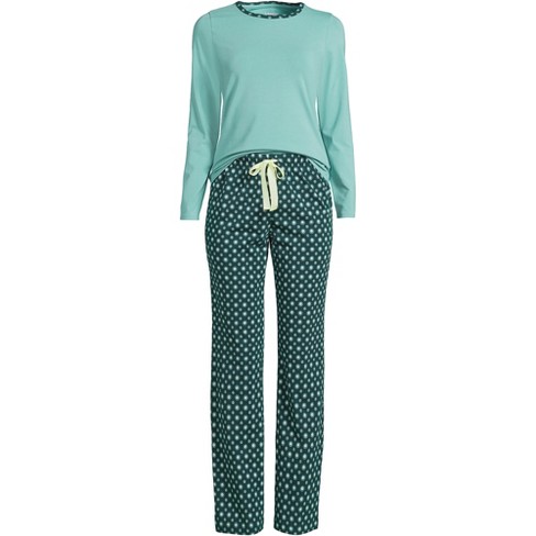 Lands' End Women's Plus Size Knit Pajama Set Long Sleeve T-shirt And Pants  - 3x - Deep Balsam Encircle Geo : Target