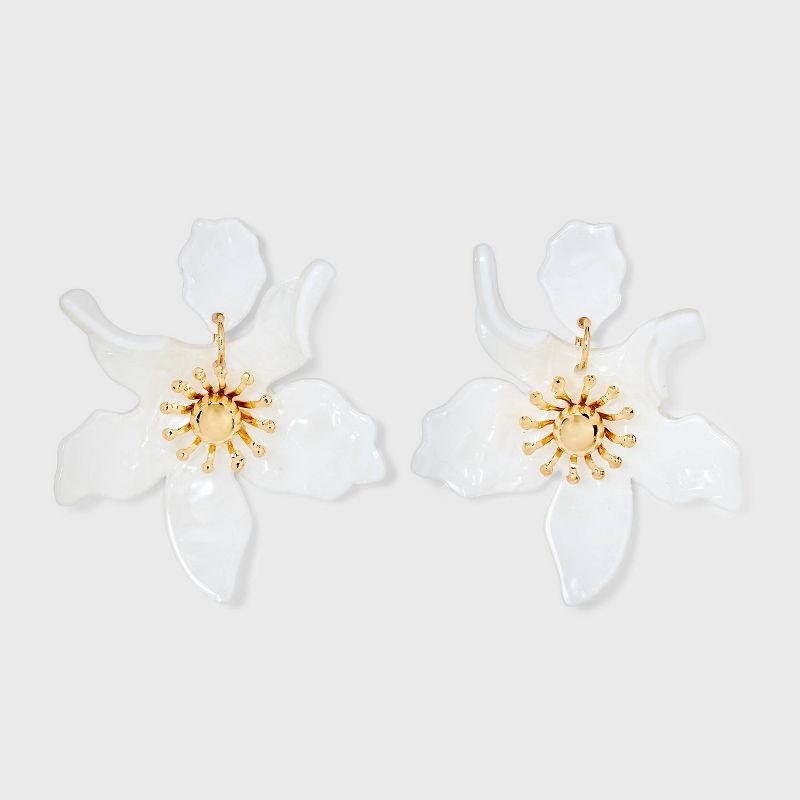 Flower Resin Earrings - A New Day&#8482; White, 1 of 10
