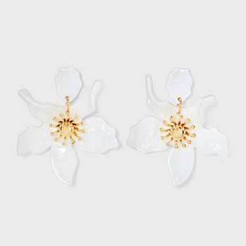 Flower Resin Earrings - A New Day™ White