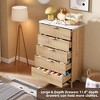 Fluted Dresser w/ Faux Marble Top & 5 Deep Drawers - 47.2" Tall Modern Curved Profile Wooden Chest for Bedroom,Kids Room, Living Room, Hallway - 3 of 4