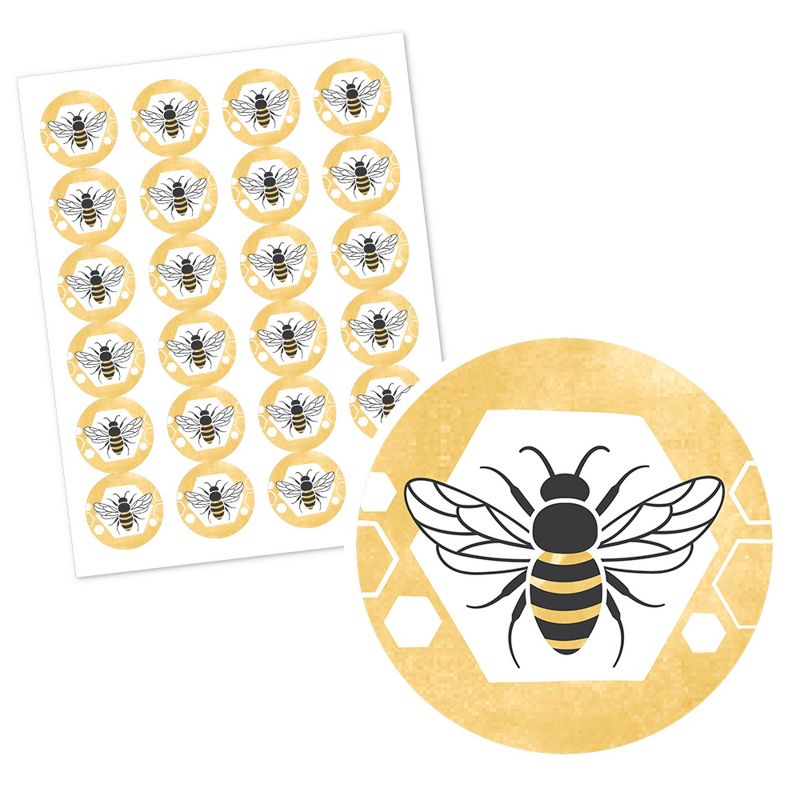Big Dot of Happiness Little Bumblebee - Bee Baby Shower or Birthday Party Circle Sticker Labels - 24 Count, 2 of 5
