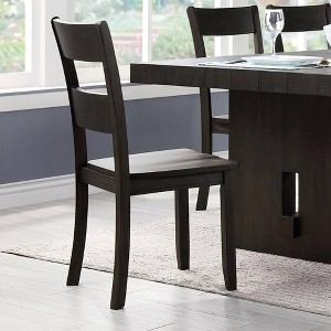 Set of 2 18" Haddie Dining Chairs Distressed Walnut - Acme Furniture: Transitional Ladder Back, Wood Frame - 1 of 4