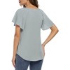 Women Blouse Short Sleeve Ruffle Sleeve Drawstring Casual Women Top - 4 of 4