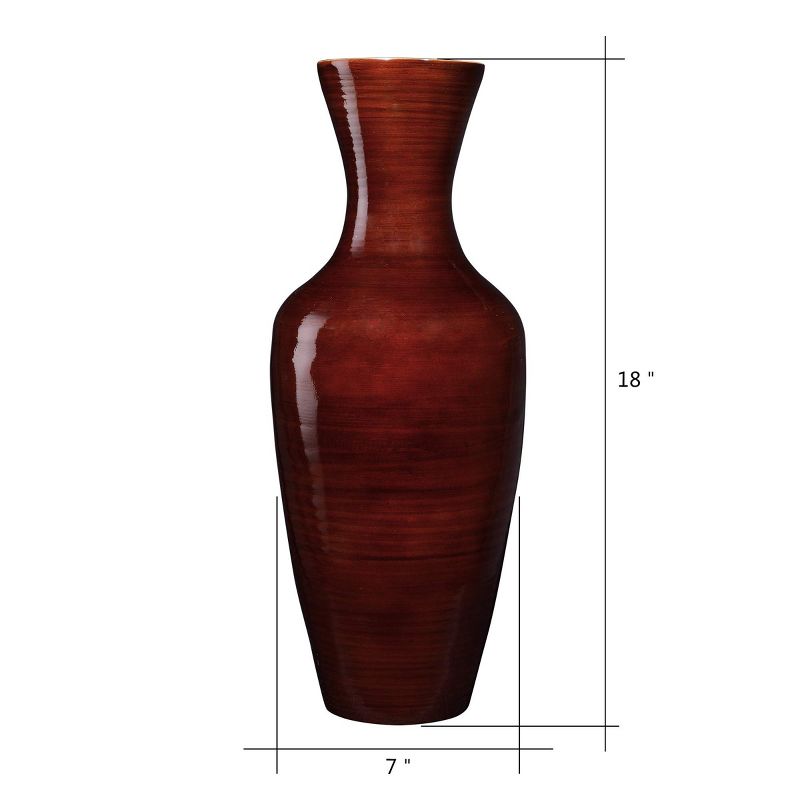 Villacera Handcrafted 18” Tall Brown Bamboo Vase | Decorative Jar Vase for Silk Plants, Flowers, Filler Decor | Sustainable Bamboo, 3 of 8