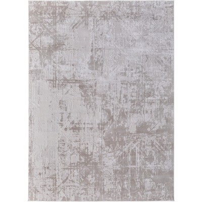 Prasad Modern Abstract Ivory/Taupe/Silver Area Rug