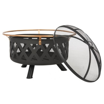 Bryce 30'' Black and Gold Iron Wood-Burning Fire Pit