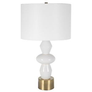 Uttermost Architect White Table Lamp – Ivory Gloss Ceramic Base with Antique Brass Accents, 29.25"H - 1 of 4