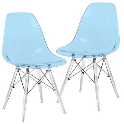 LeisureMod Dover Modern Dining Chair with Acrylic Base, Set of 2