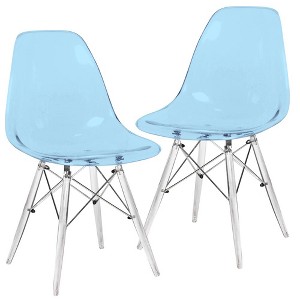 LeisureMod Dover Modern Dining Chair with Acrylic Base, Set of 2 - 1 of 4