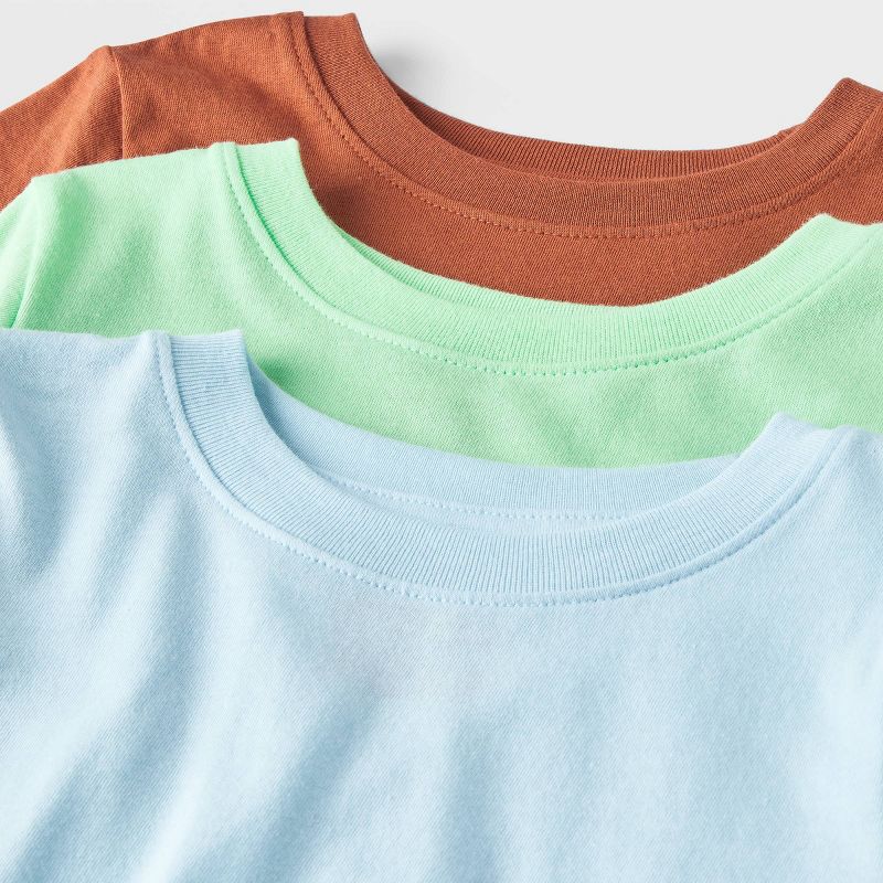 Toddler Boys' 3pk Short Sleeve Graphic T-Shirt - Cat & Jack™ Blue/Green/Orange, 4 of 5