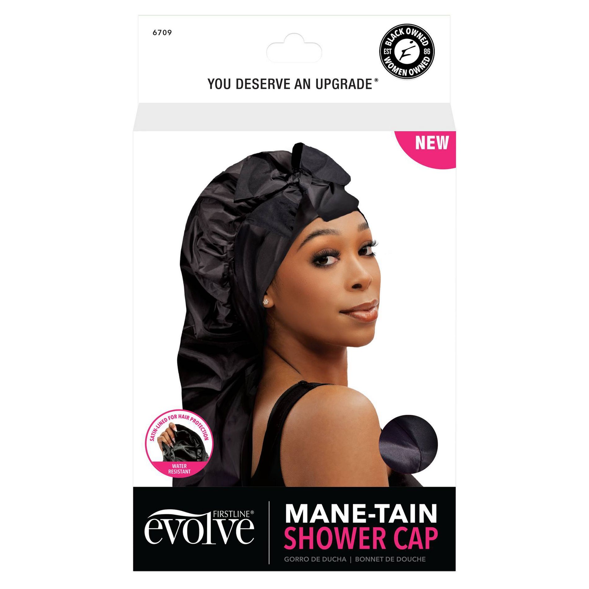 Evolve Products Satin-Lined Mane-Tain Shower Cap - Black