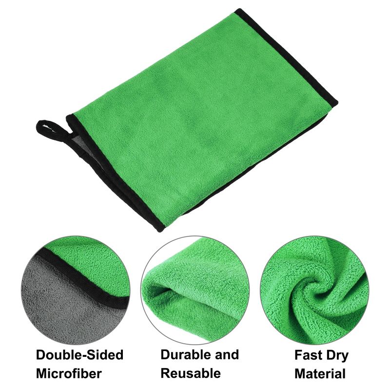 Unique Bargains Extra Large 500 GSM Microfibre Car Drying Towel 11.81"x23.62" Gray Green 1 Pc, 4 of 8