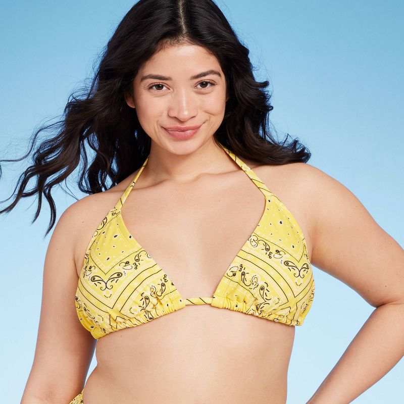 Women's Bandana Print Triangle Bikini Top - Wild Fable™ Yellow, 4 of 7
