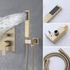 Shower System Bathroom Luxury 12 Inch Rain Shower Head with Handheld Mixer Shower Combo Set Wall Mounted Shower Faucet Trim with Valve Brushed Gold - 4 of 4