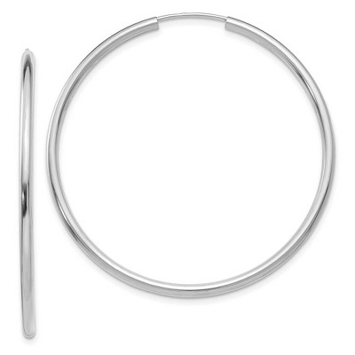 Black Bow Jewelry 2mm x 45mm 14k White Gold Polished Round Endless Hoop Earrings