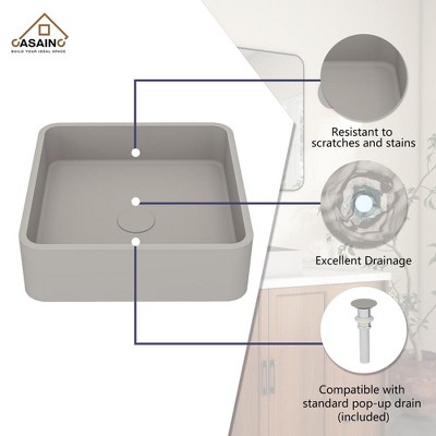 Taupe Clay 15.35'' Ceramic Square Above-Counter Bathroom Sink