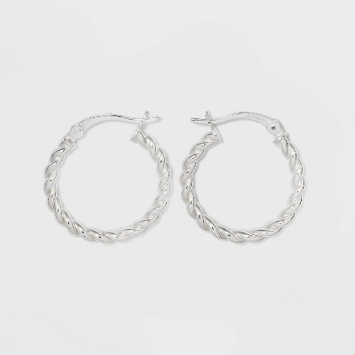 Sterling Silver Twist Hoop Earrings - A New Day™ Silver