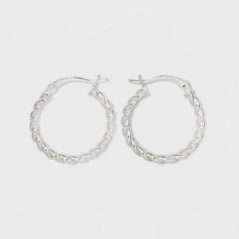 Sterling Silver Hoop Earrings with Click-Down Clasp