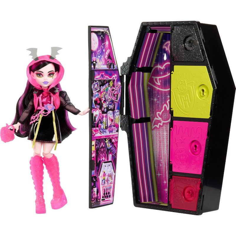 Monster High 12.75&#39;&#39; Skulltimate Secrets Neon Frights Draculaura Fashion Doll, 1 of 7
