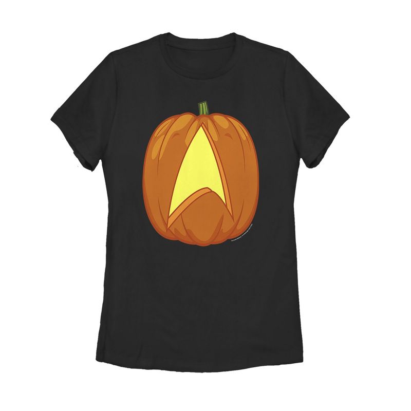 Women's Star Trek Halloween Starfleet Pumpkin T-Shirt, 1 of 4