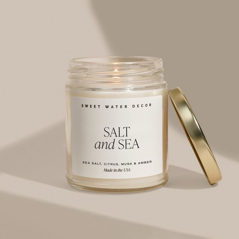 Sweet Water Decor Salt and Sea 9oz Clear Jar Soy Candle, 3 of 6