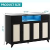 47" Rattan Sideboard - 4 Doors & 2 Drawers w/LED Lights, Power Outlet, Adjustable Shelves - Wooden Accent Storage for Living Room, Dining Room - 4 of 4