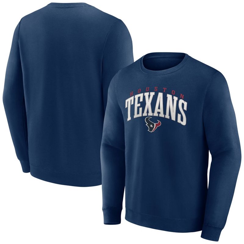 NFL Houston Texans Men&#39;s Varsity Letter Long Sleeve Crew Fleece Sweatshirt, 1 of 4