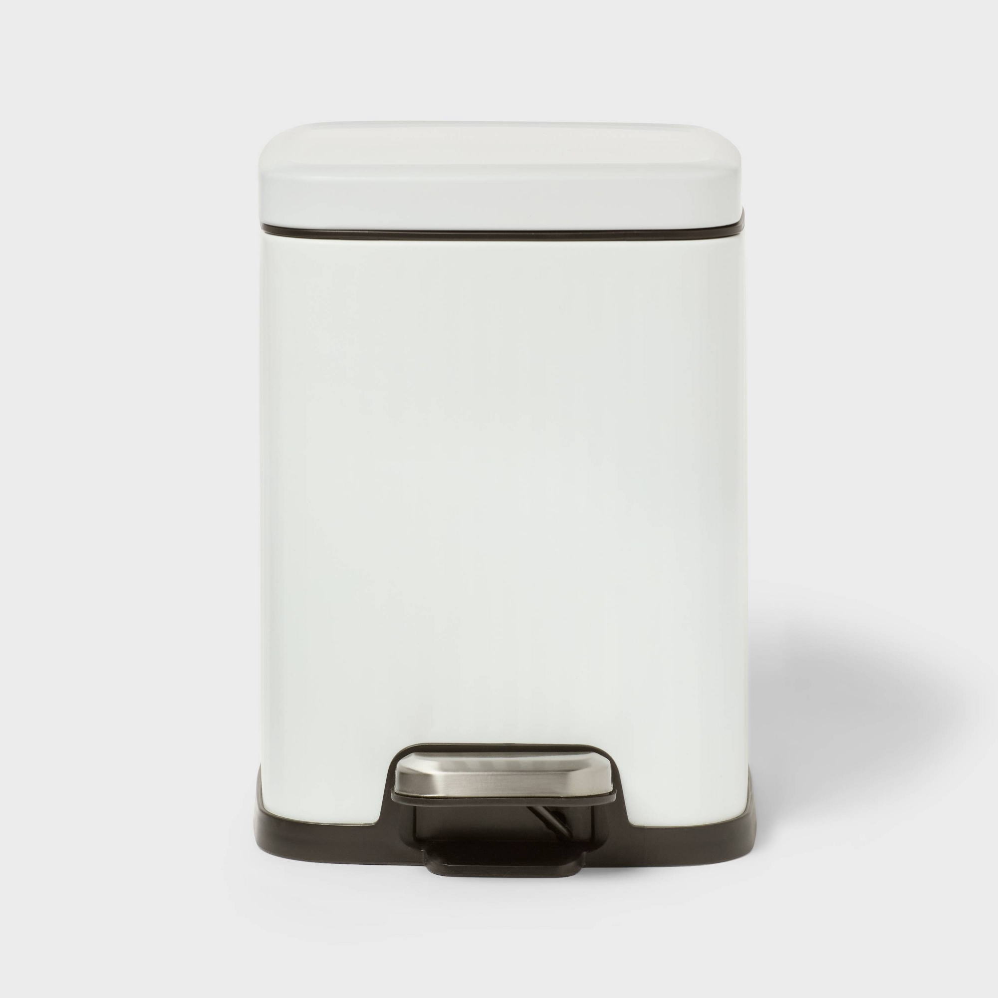 4L Ribbed Step Trash Can Stainless Steel White - Brightroom™