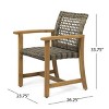 Outdoor Wood Dining Chair Set of 2 with Armrest,Wicker Patio Dining Chair for Patio Dining Room,Garden-Tanpinhause - 4 of 4