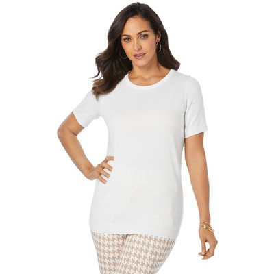 Jessica London Women's Plus Size Fine Gauge Crewneck Shell