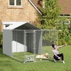 PawHut Large Outdoor Dog Kennel, Chain Link Dog Kennel Outside with Weather Resistant Cover, Rotating Bowls Door, for M&L Dogs - 3 of 4