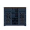 47" Wine Cabinet with Glass Doors Feature and Silk Screened Pattern Design Navy Blue - Festivo - 4 of 4