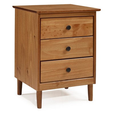 Stiva Classic Mid-Century Modern 3 Drawer Nightstand Caramel - Saracina Home