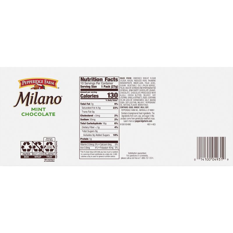Pepperidge Farm Milano Mint Chocolate Cookies - 9.5oz, 4 of 9