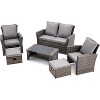 EROMMY 6 Piece Patio Furniture Set, Outdoor Sectional Conversation Rattan Sofa Set - 2 of 3