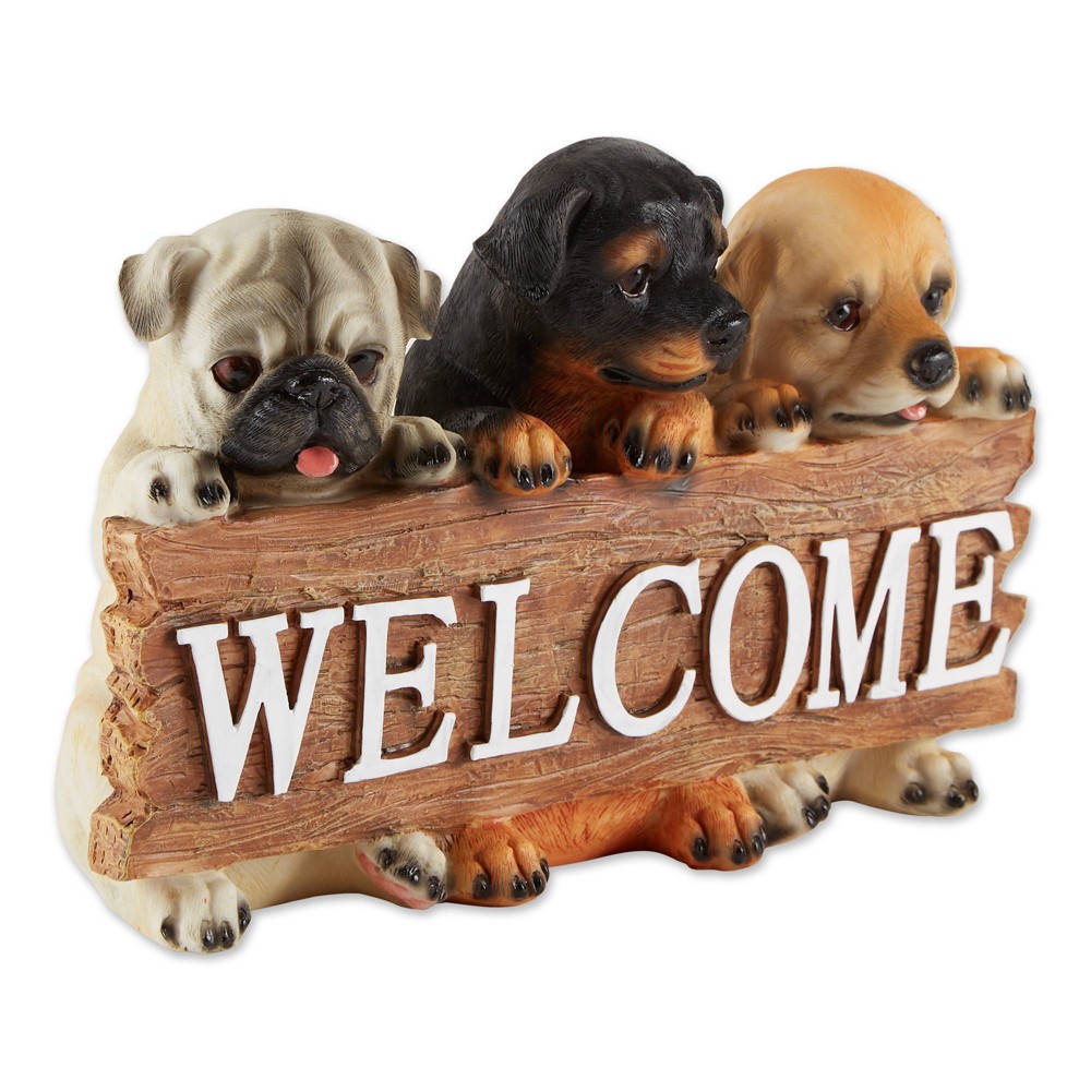 Photos - Garden & Outdoor Decoration Polyresin Puppy Welcome Sign Brown - Zingz & Thingz