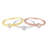 Silver 1/6 Cttw Diamond Heart Shaped Stackable Promise Ring Set - 2 of 4